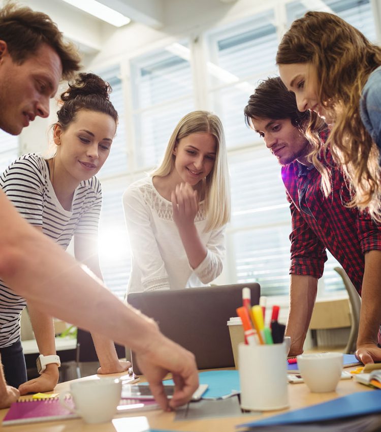 Graphic designers in a meeting at the office